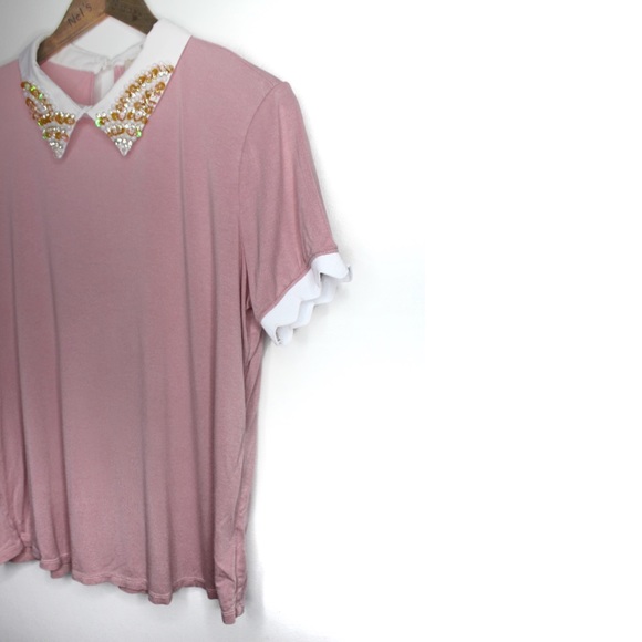 Misia Pink Beaded Embellished Collar Preowned Large - Picture 4 of 9